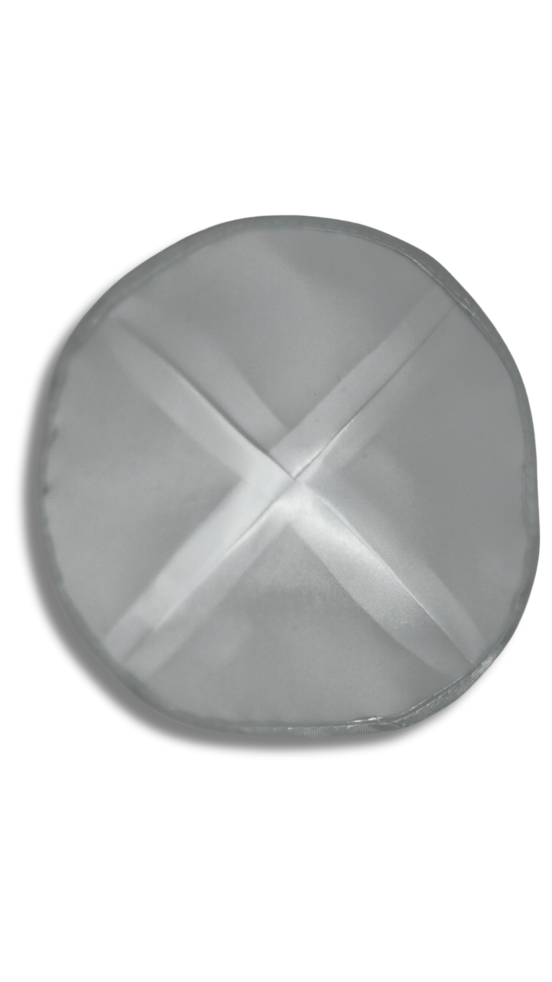 Kipa satin blanca con borde plateado 00321