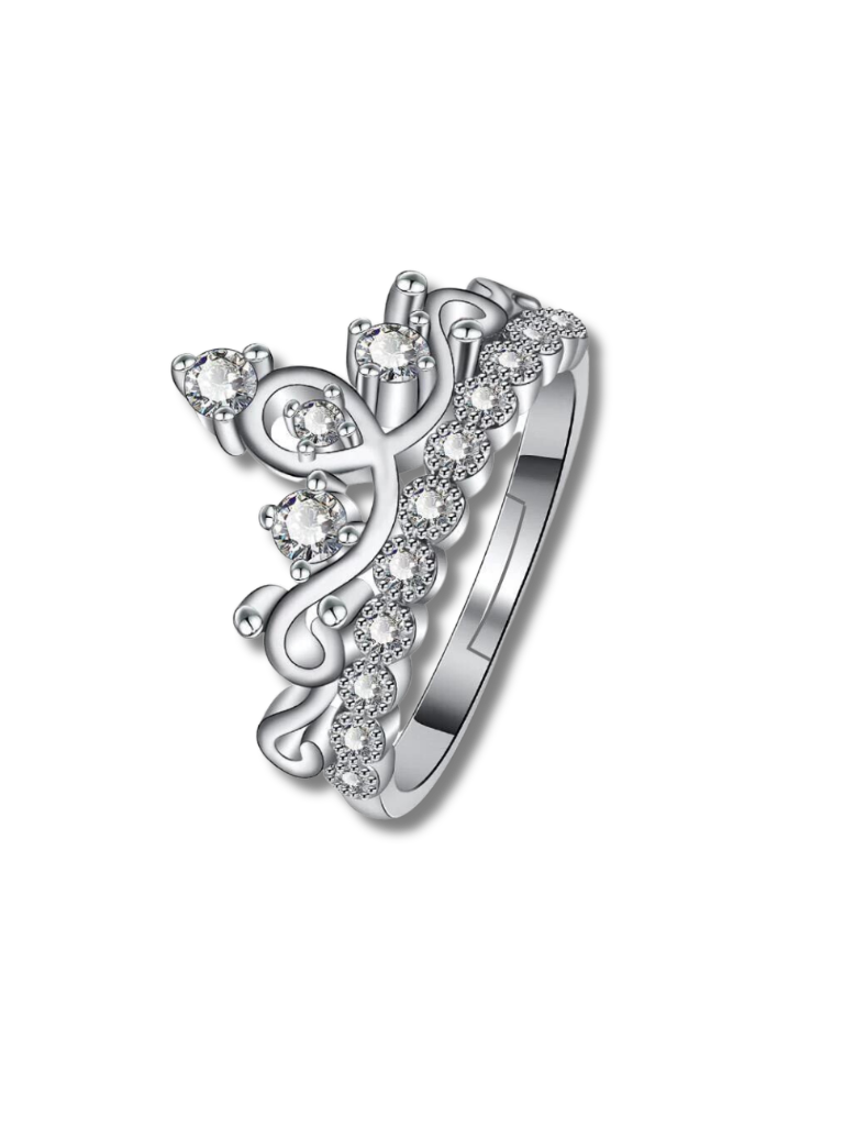 Anillo Corona Plateado Ajustable 11086