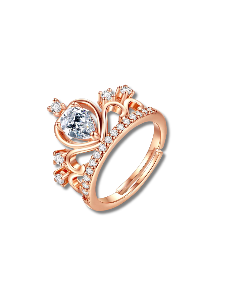 Anillo Corona Rosado con Piedra 11089