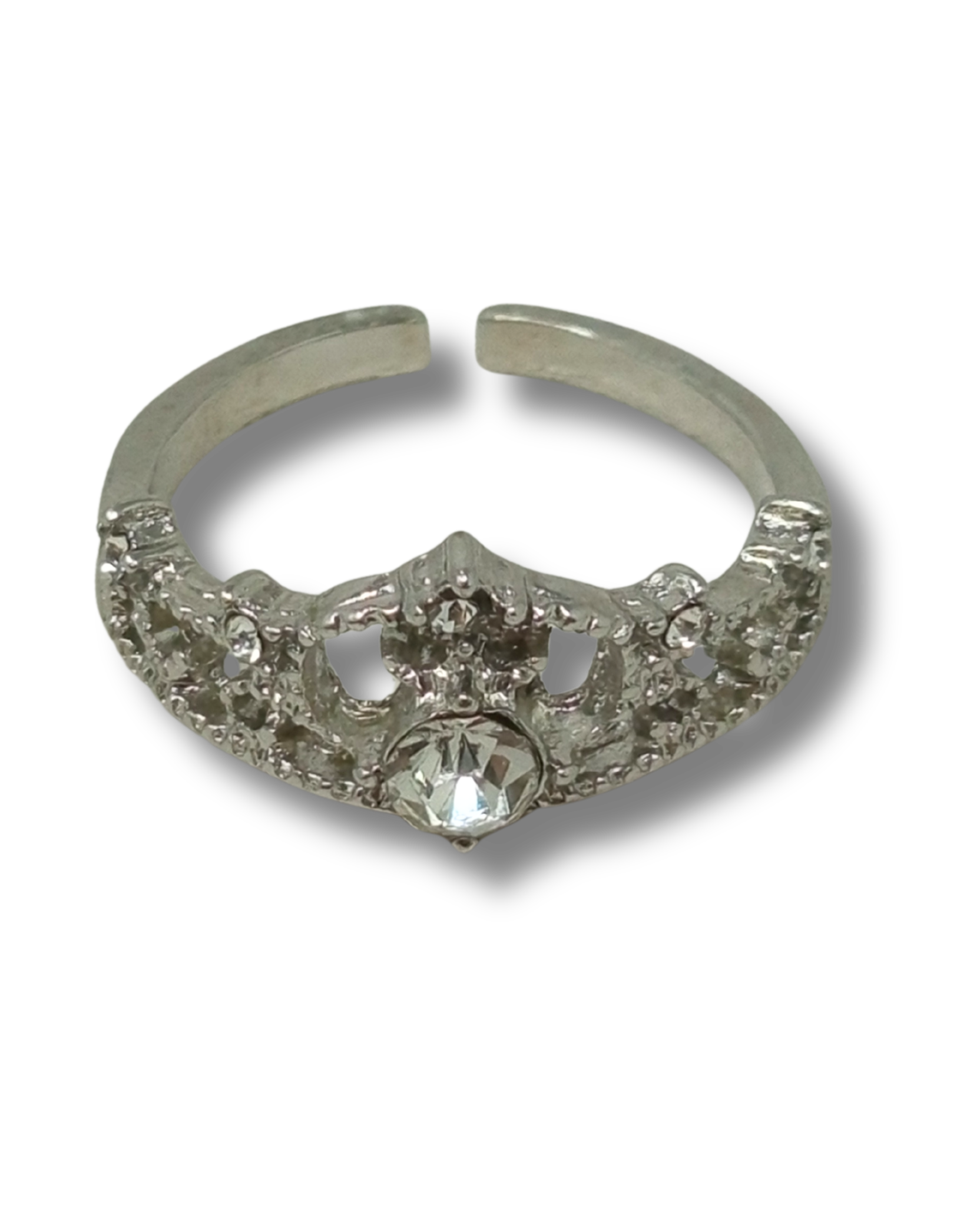 Anillo Corona con diamante plateado ajustable 95477