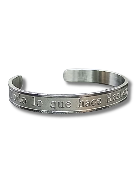 Pulsera todo lo que hace hashem es para bien en español plateado acero 2002
