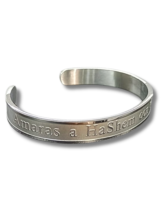 Pulsera amaras a hashem en español plateado acero 2008