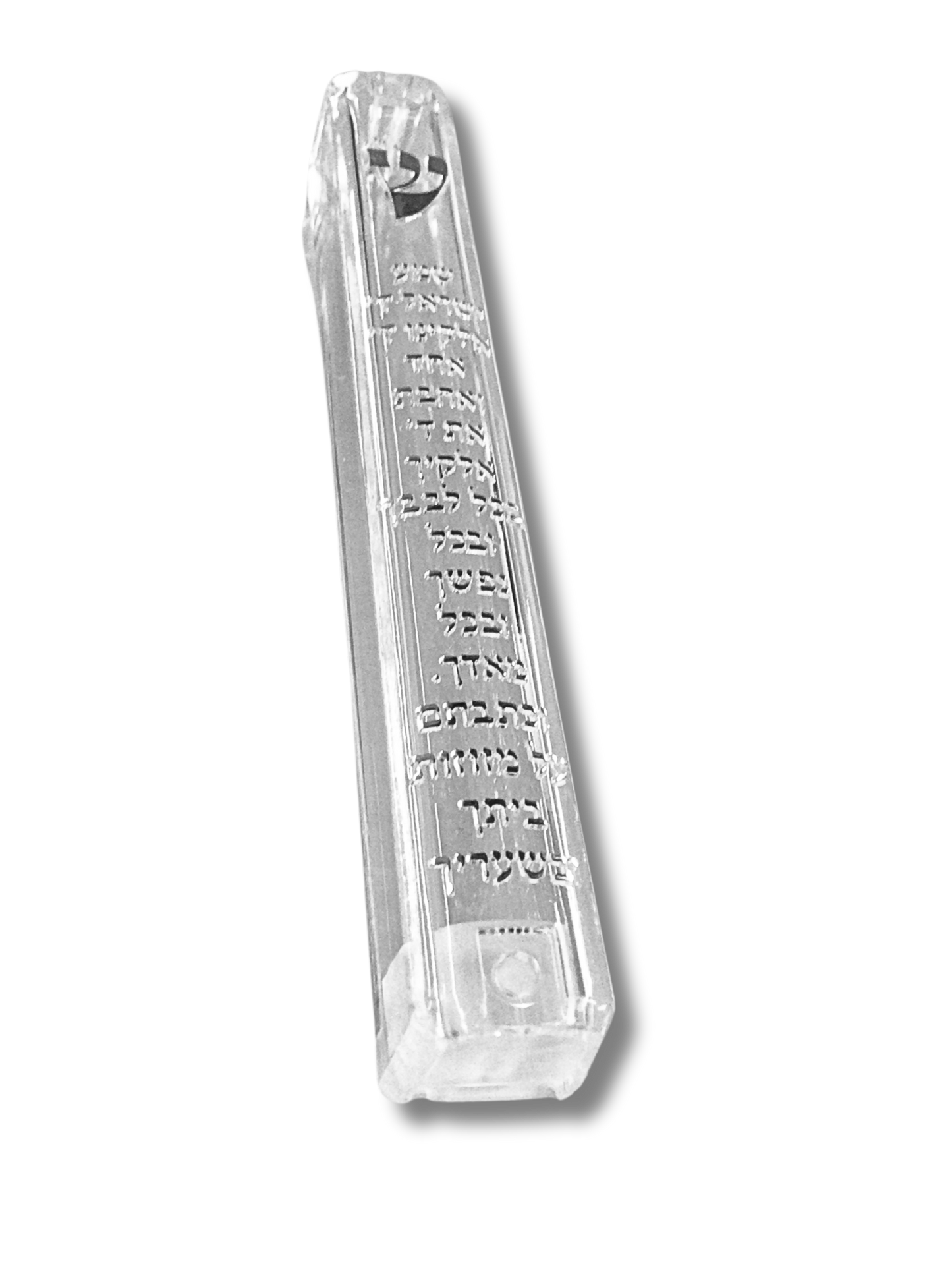 Estuche para mezuza plástico transparente Shema Israel 21198