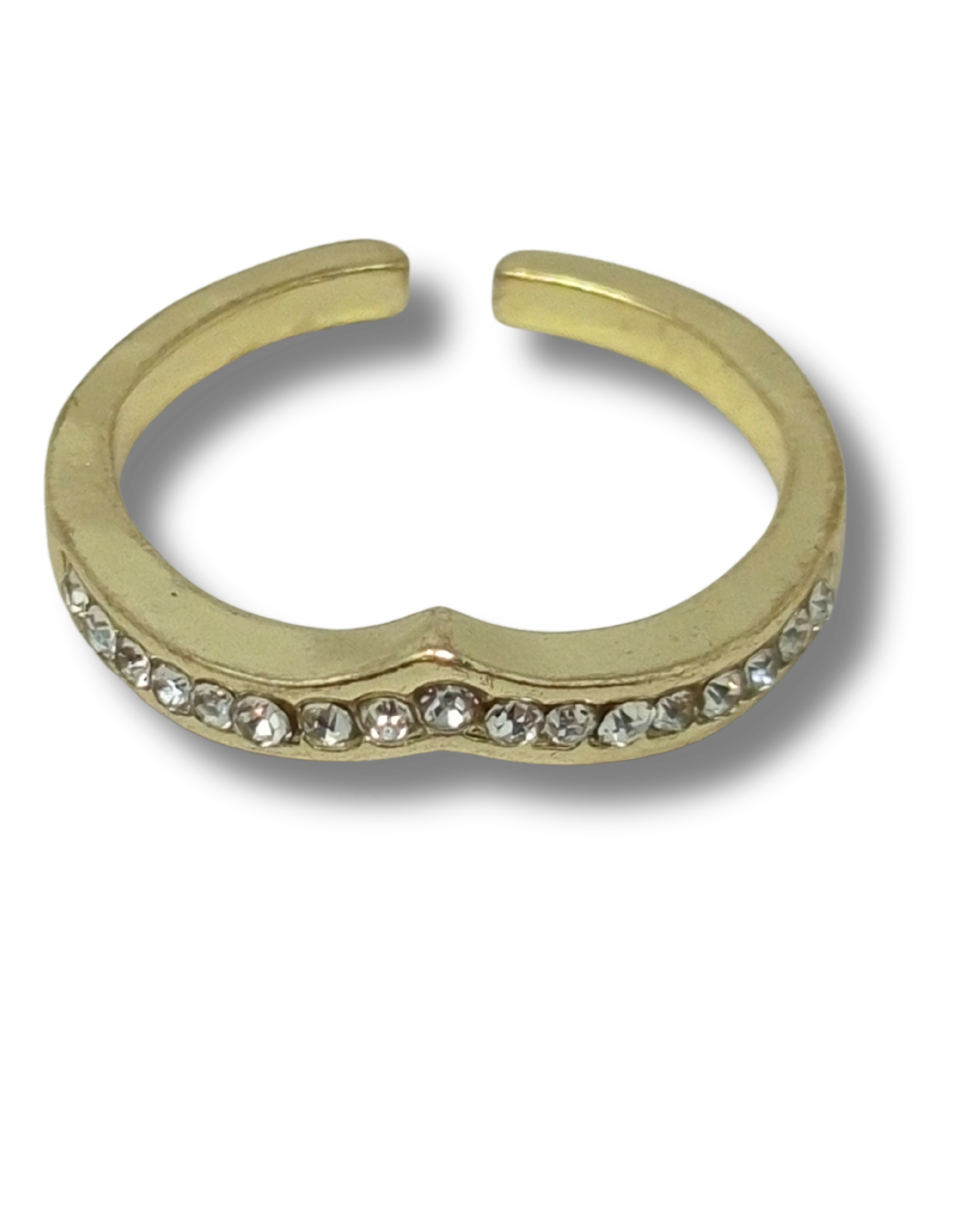 Anillo en corazon con diamante dorado ajustable 95476