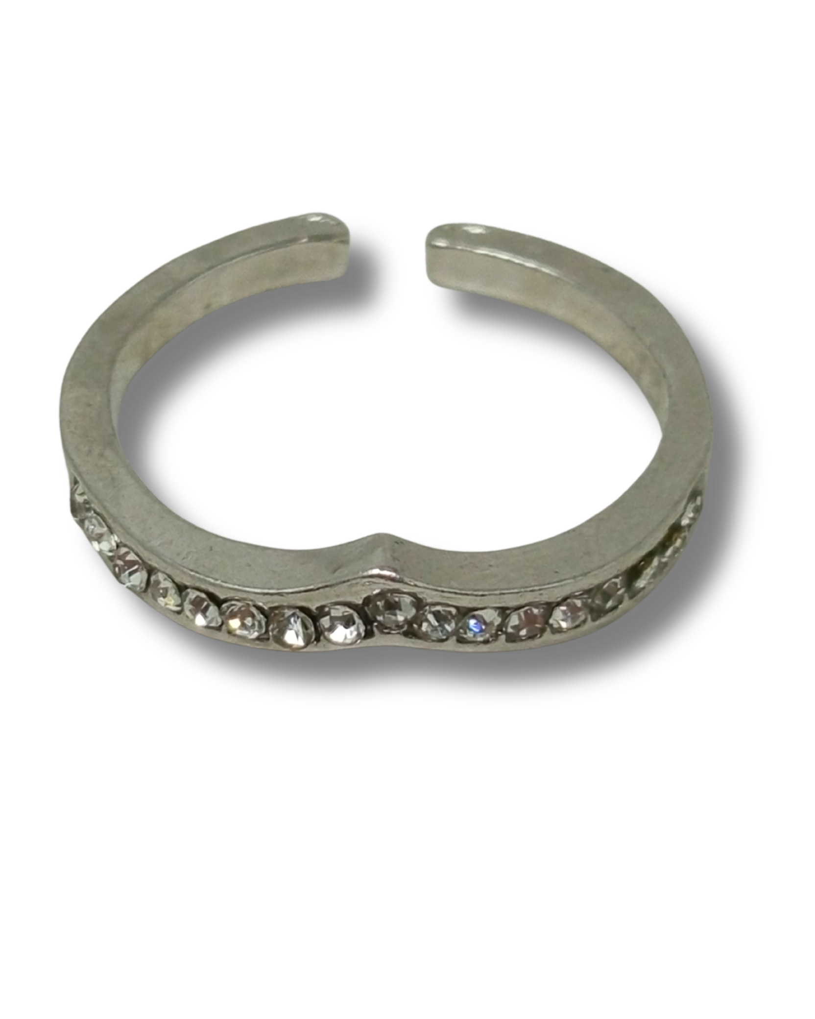 Anillo en corazon con diamante plateado ajustable 95475