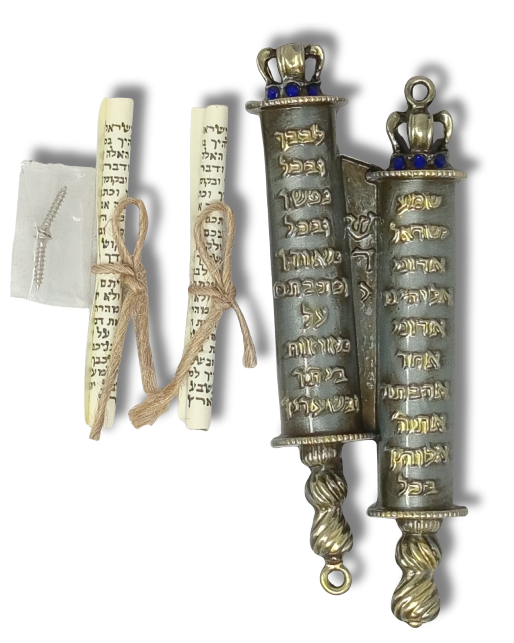 Mezuza sefer tora plateada y dorada 12280