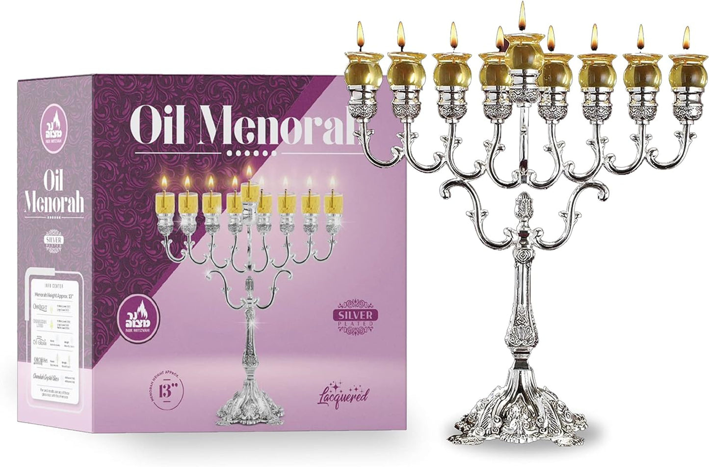 Janukia 9 brazos Oil Menorah para vasos Mod. 30219