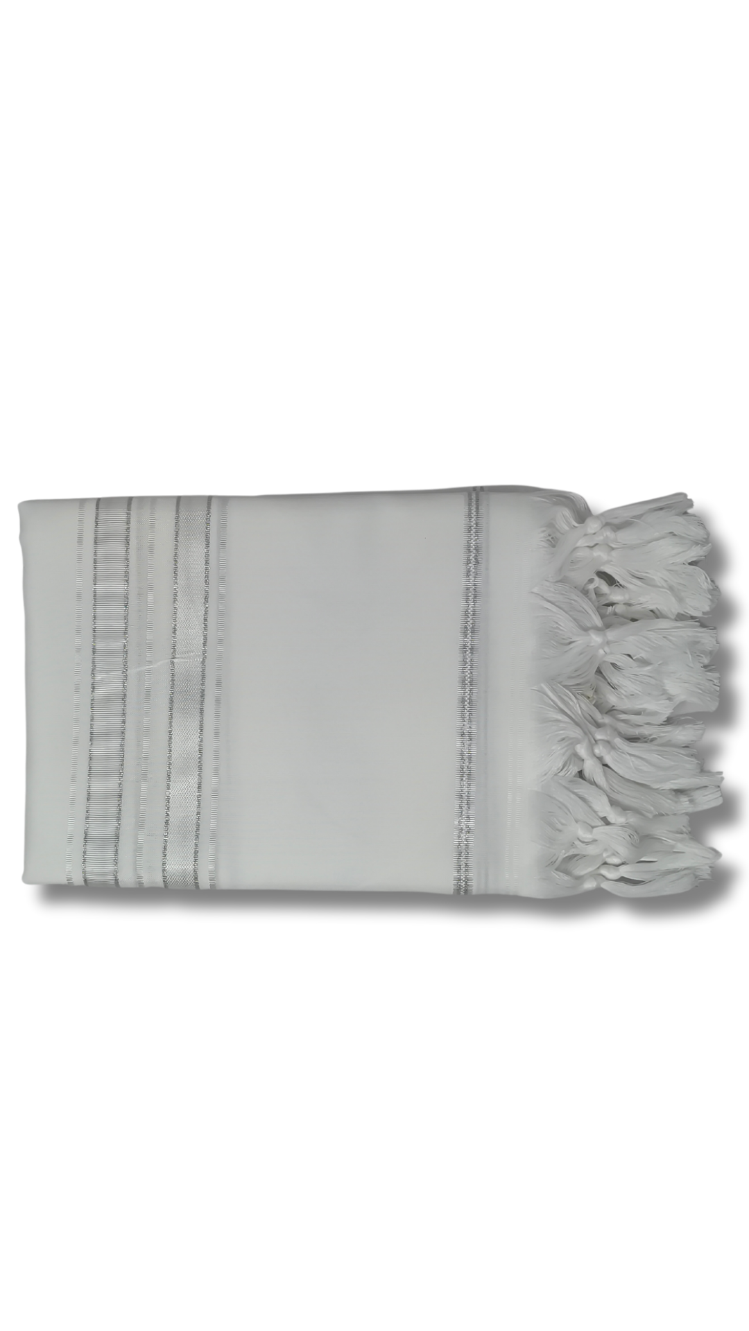 Talit Gadol Akrilan talla 60 blanco con plateado TY 12339