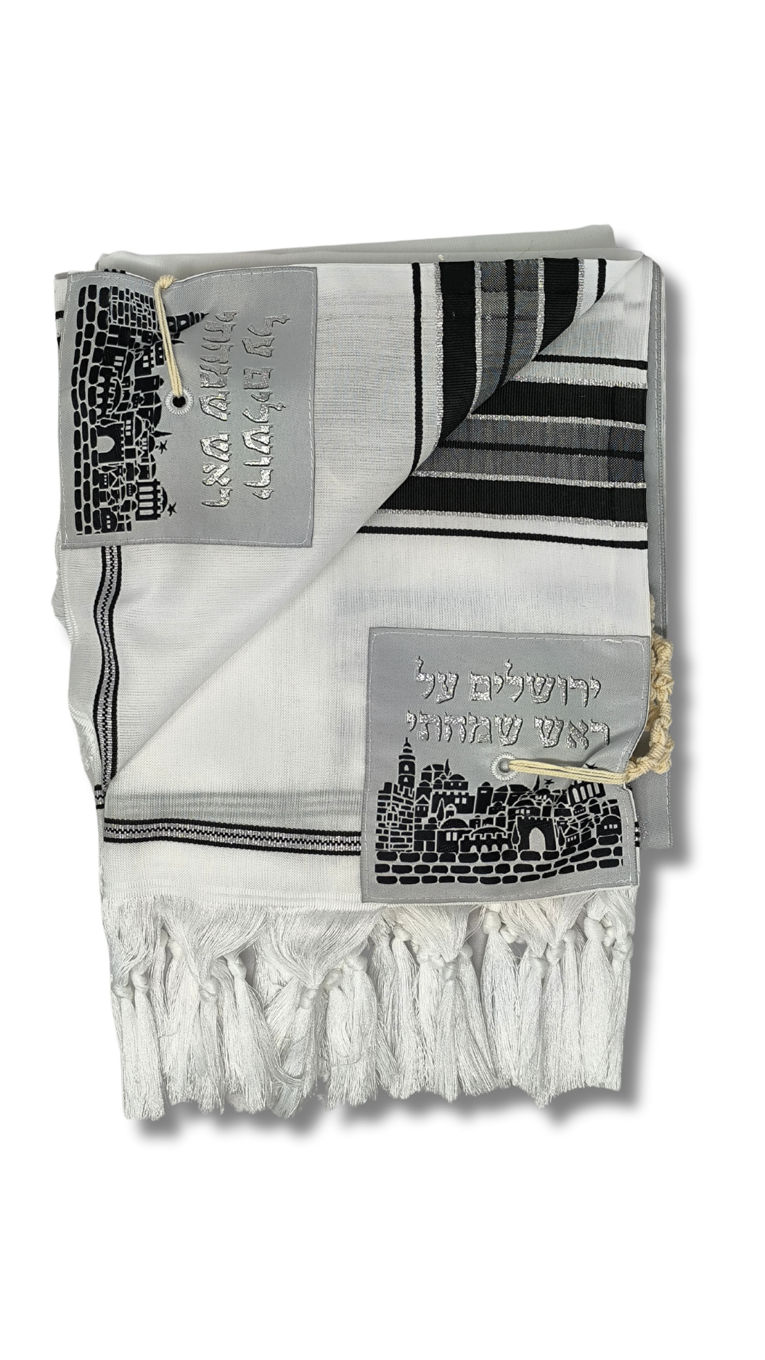 Talit Gadol Akrilan talla 55 negro con plateado TY 12329