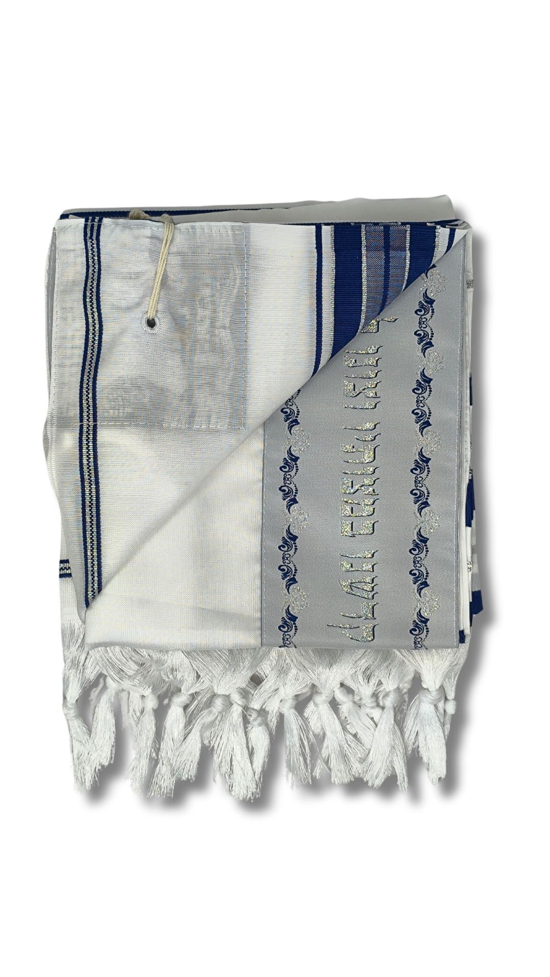Talit Gadol Akrilan talla 55 azul con plateado TY 12337