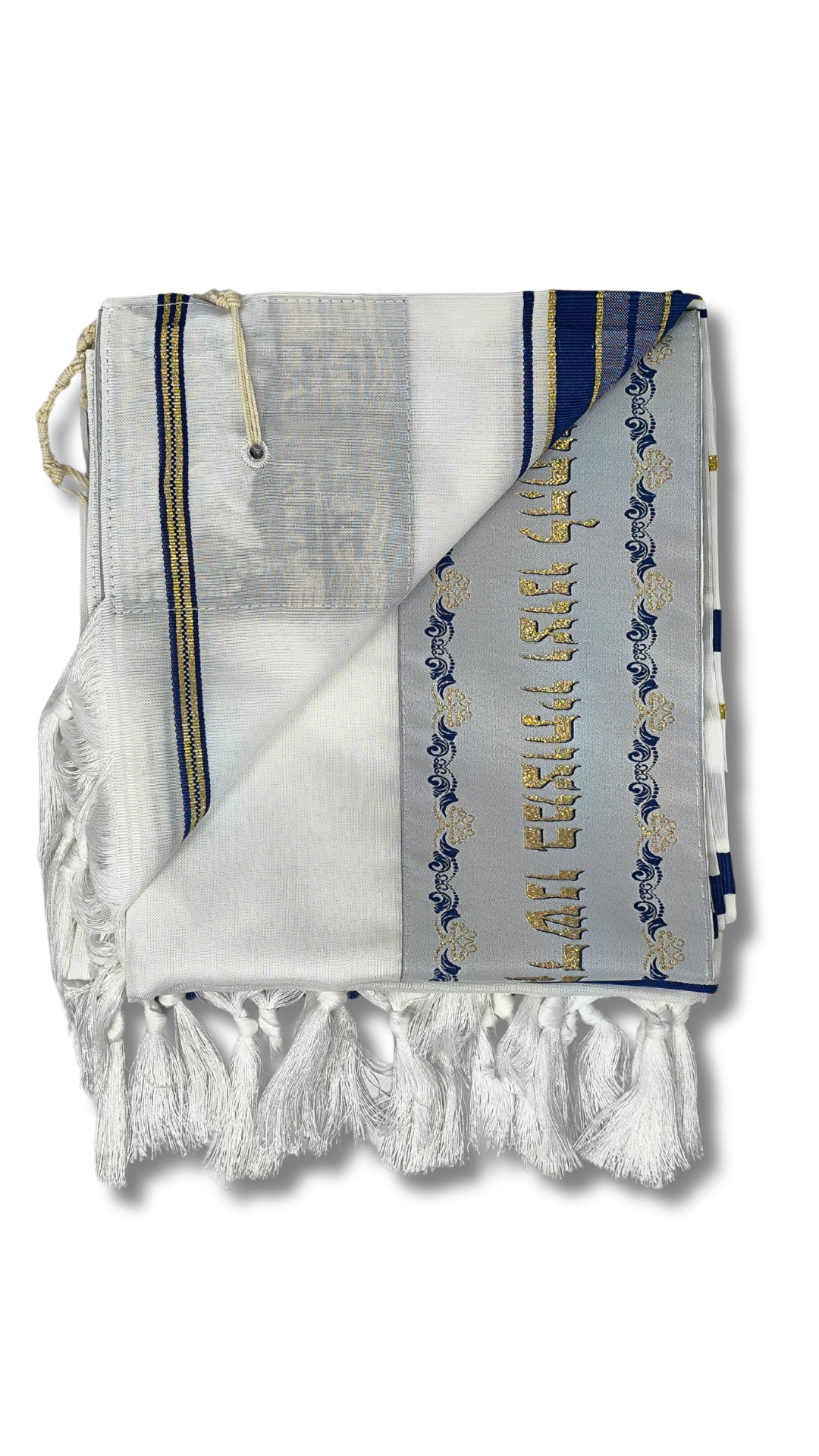 Talit Gadol Akrilan talla 60 azul con dorado TY 12334