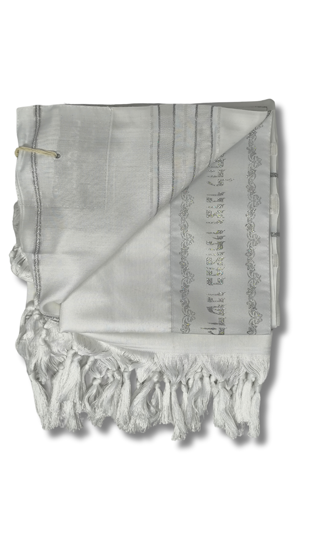 Talit Gadol Akrilan talla 60 blanco con plateado TY 12339