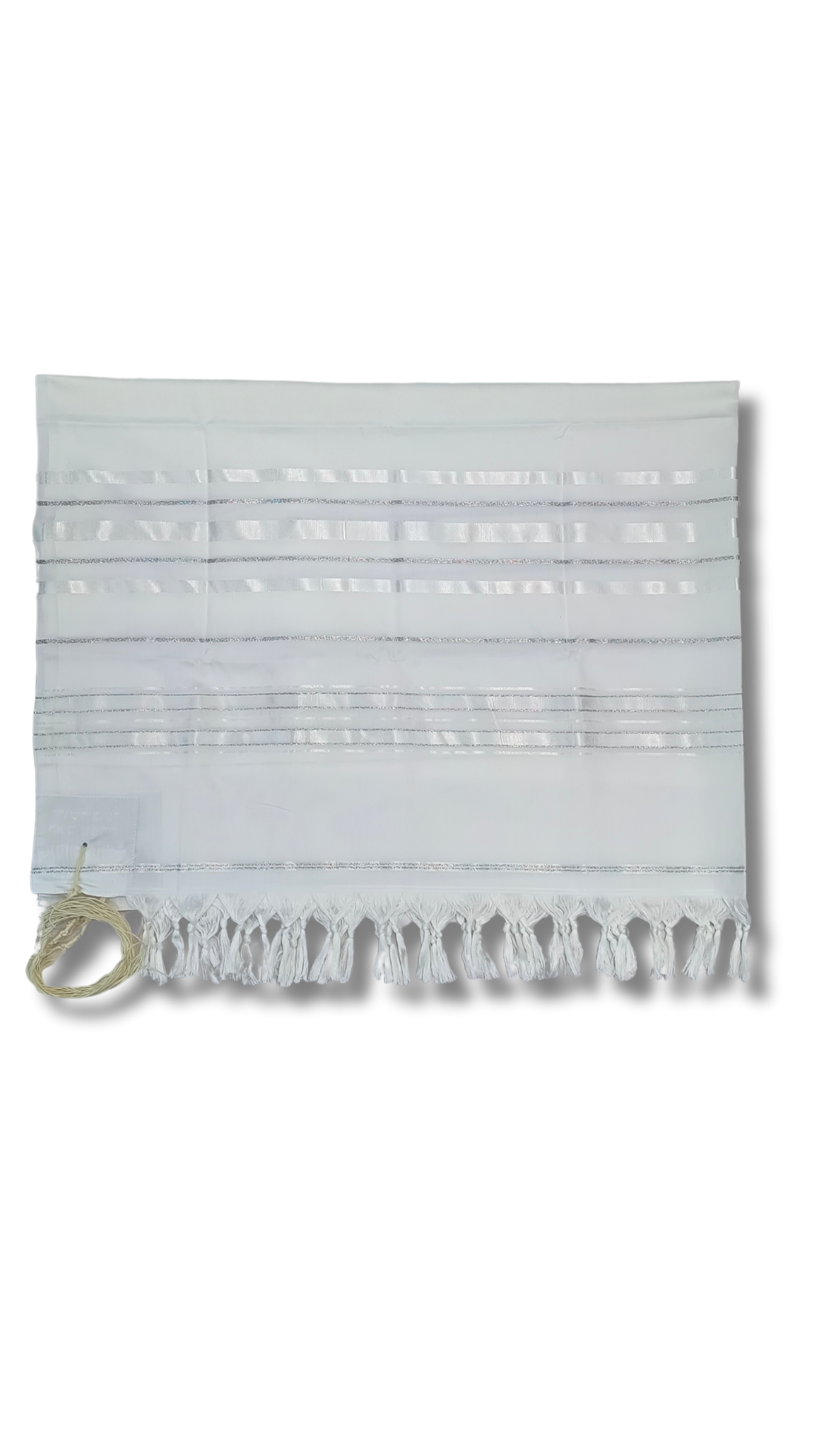 Talit Gadol Akrilan talla 55 blanco con plateado TY 12338