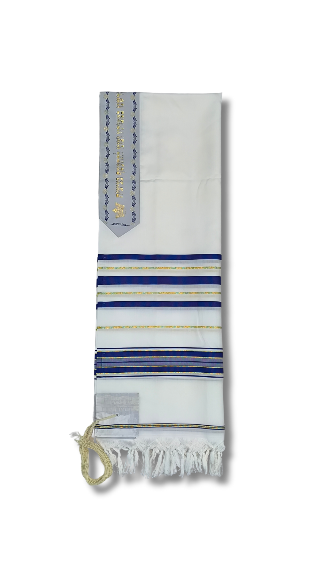 Talit Gadol Akrilan talla 60 azul con dorado TY 12334