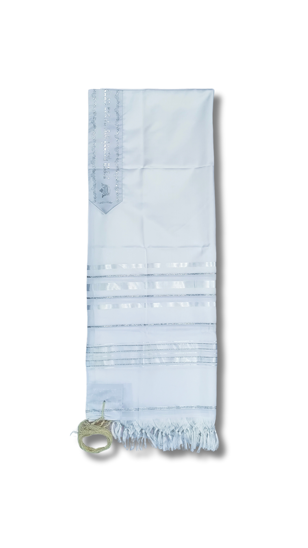 Talit Gadol Akrilan talla 60 blanco con plateado TY 12339