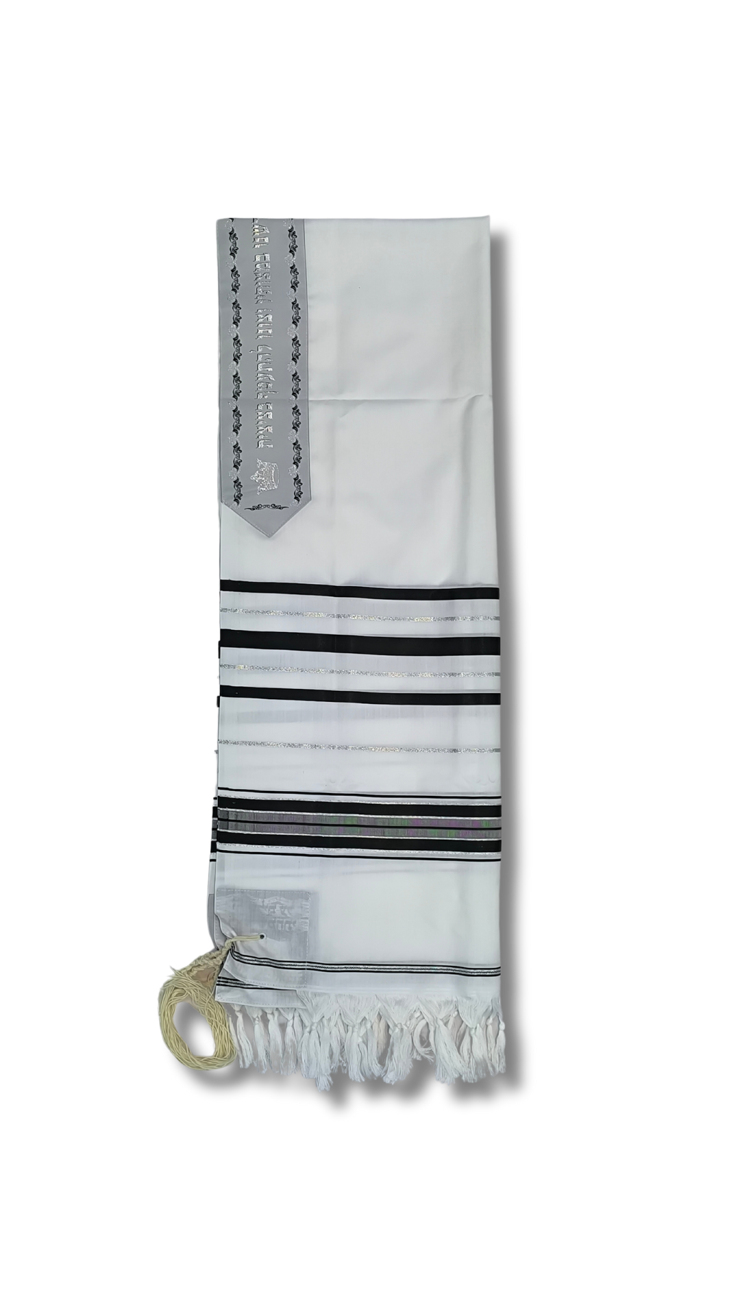 Talit Gadol Akrilan talla 55 negro con plateado TY 12329
