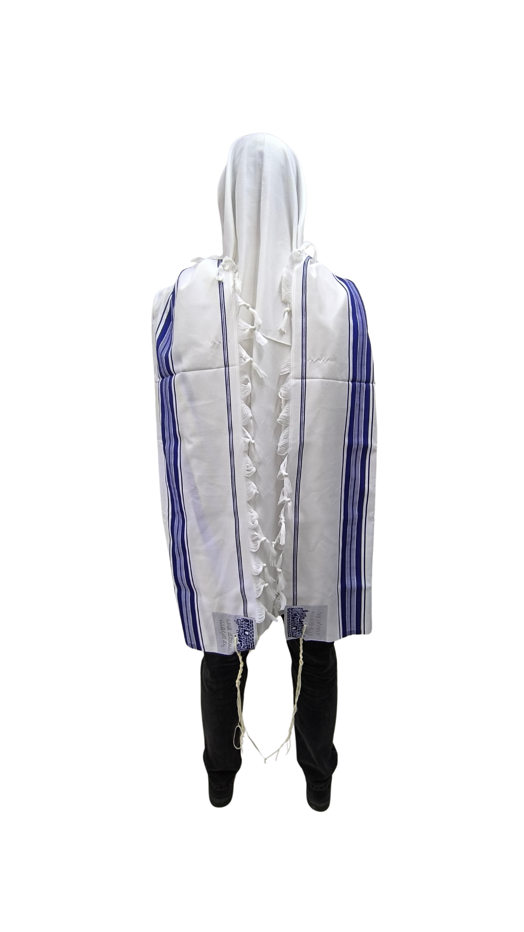 Talit Gadol Akrilan talla 55 azul con plateado TY 12337