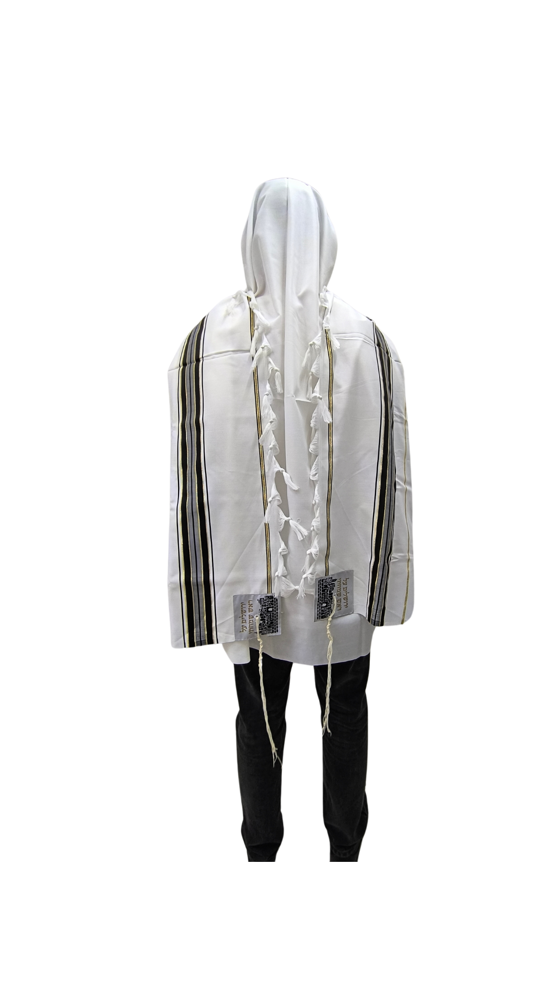 Talit Gadol Akrilan talla 55 negro con dorado TY 12325