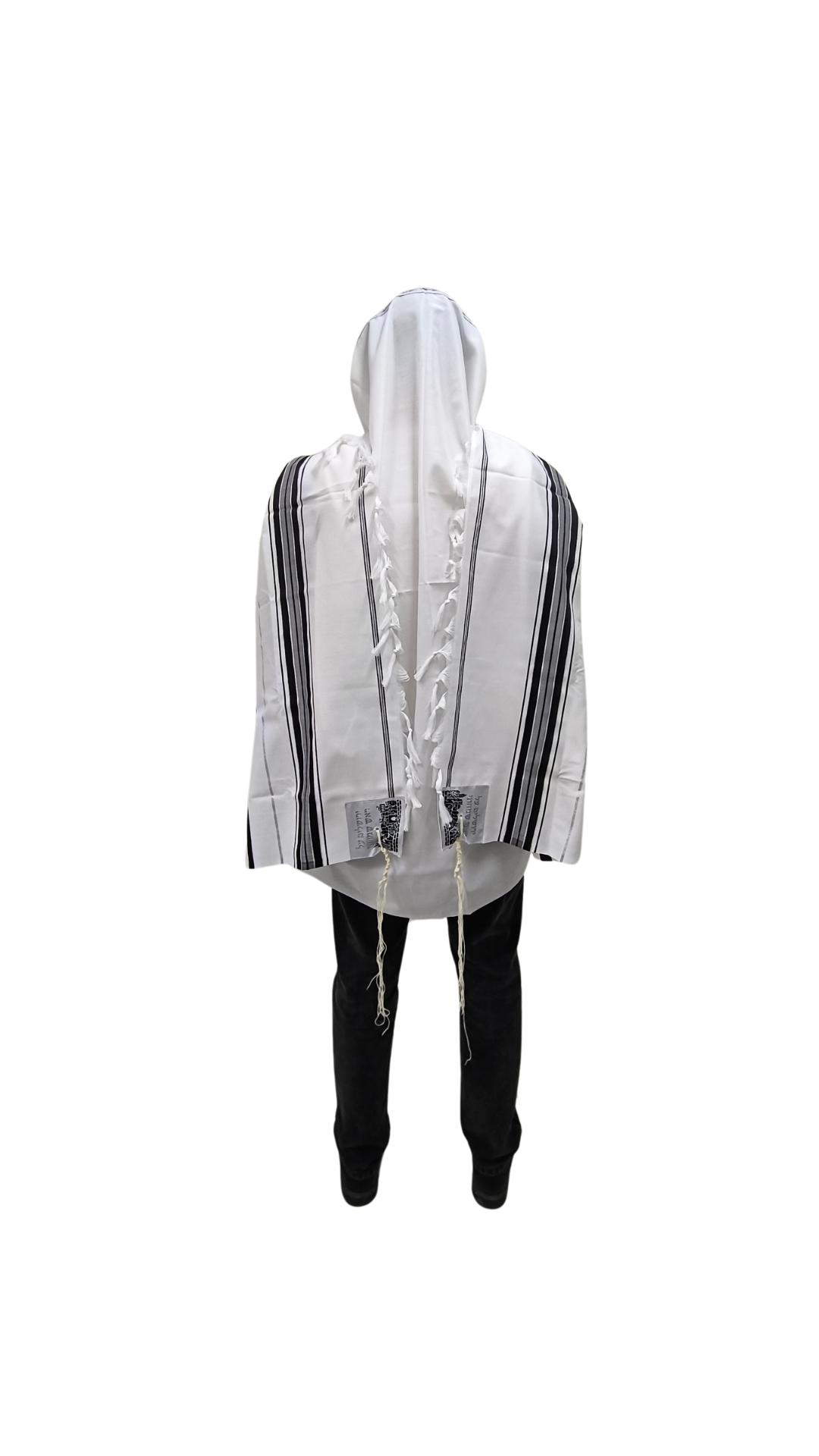 Talit Gadol Akrilan talla 55 negro con plateado TY 12329