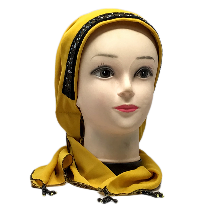 Kisui Rosh long black fantasy ribbon, mustard 10076