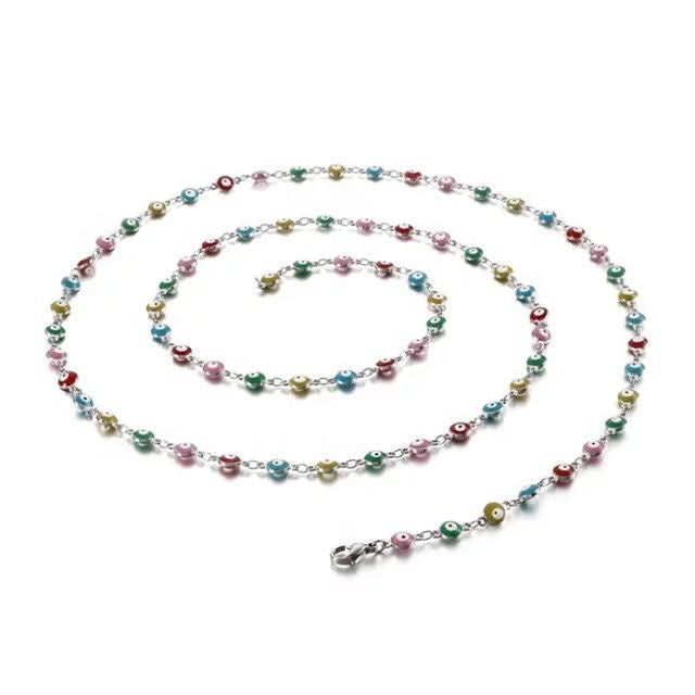 Collar de ojos plateado 11153