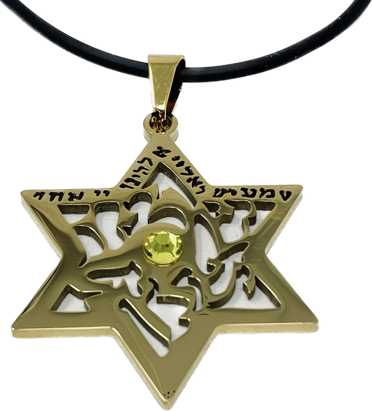 Collar Shema israel de maguen david con brillante 11177