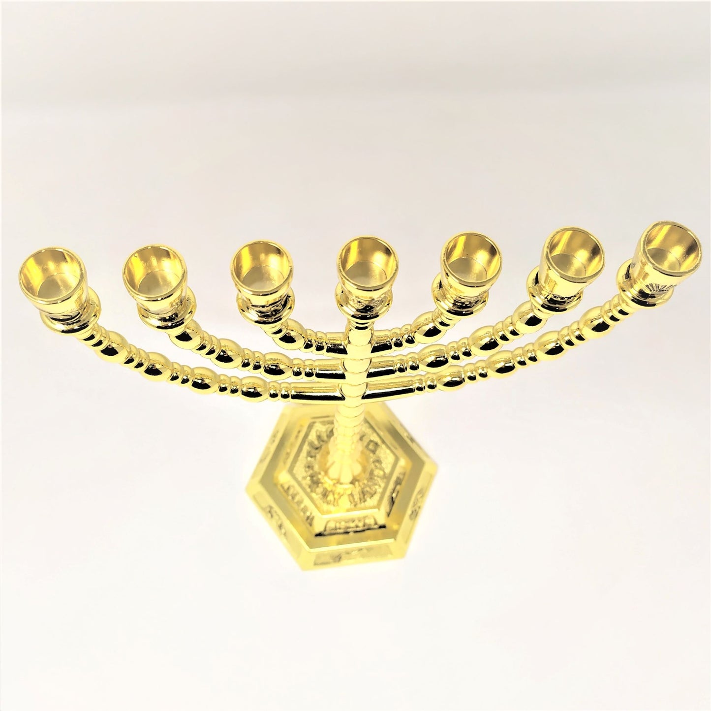 Menora 7 brazos 12 tribus 15.8 cm Dorado brillante 96141