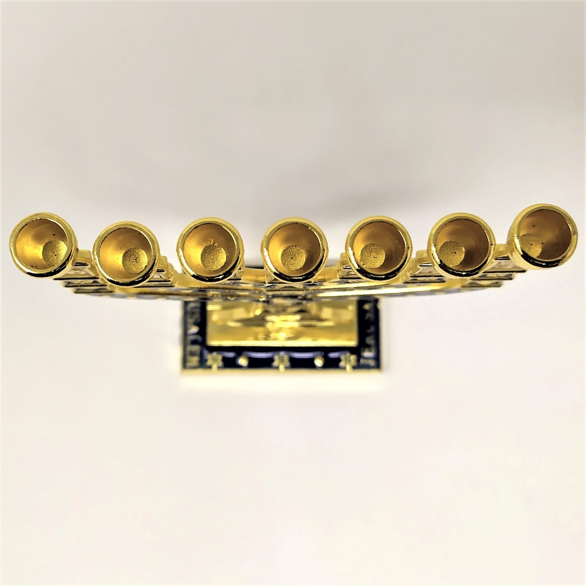 Menora 7 brazos Tiferet Yerushalaim 18 cm azul dorado 96145