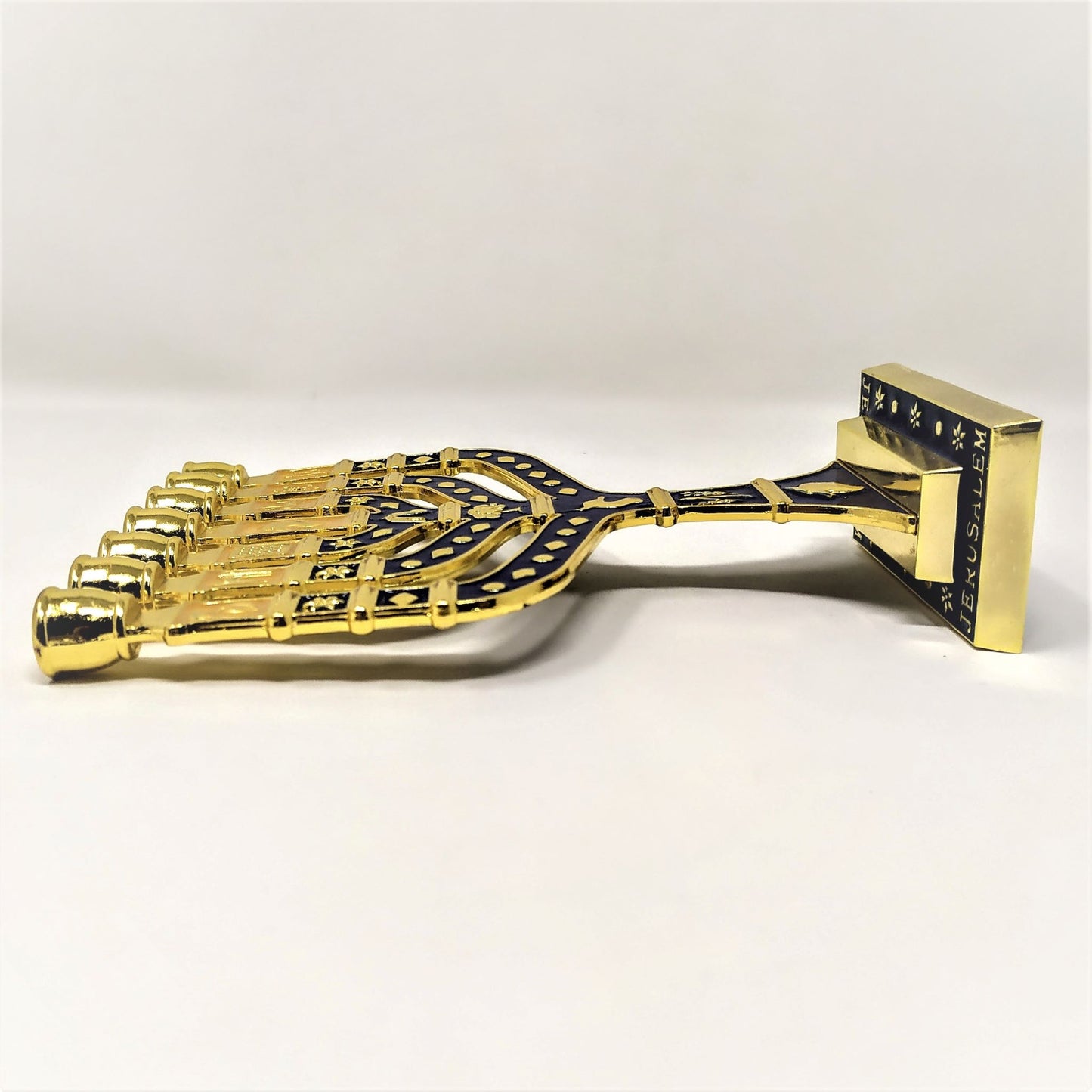 Menora 7 brazos Tiferet Yerushalaim 12 cm Azul dorado 96146