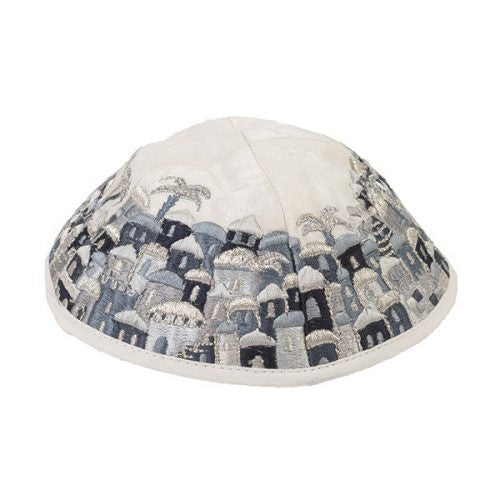 Kipa jerusalem negra gris YME-15BL