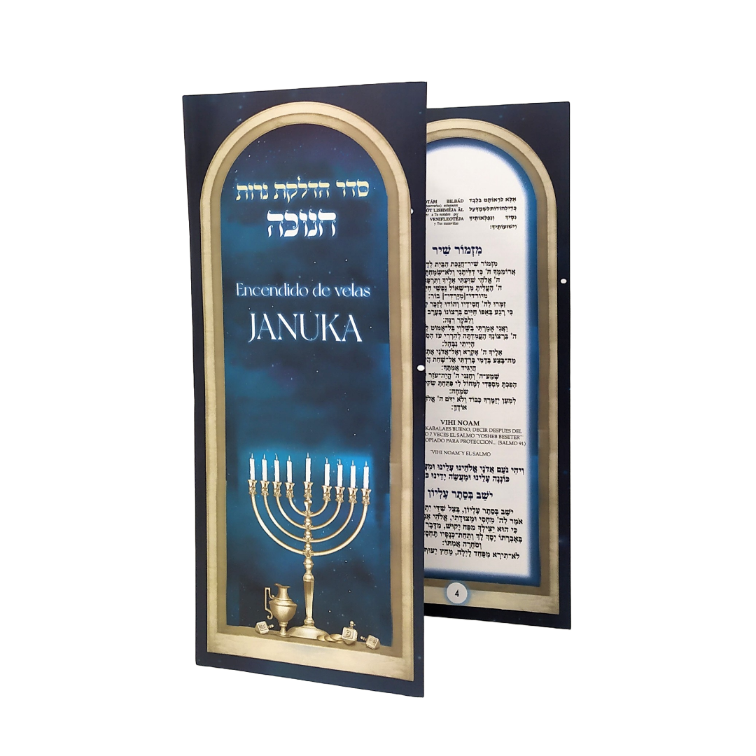 Triptych prayer for lighting Hanukkah candles