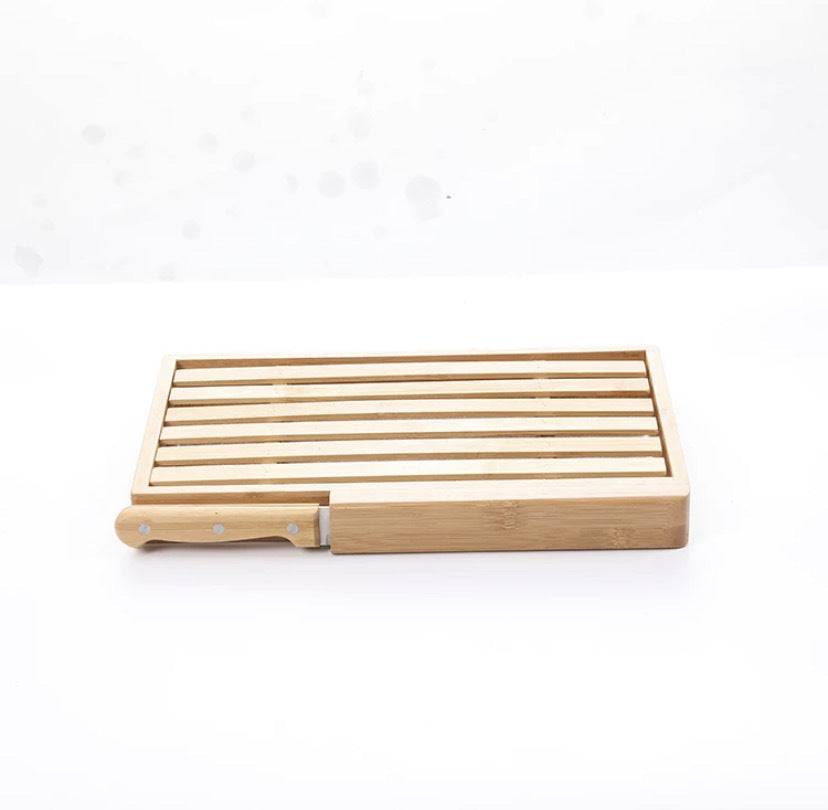 Platon para jala de shabat con cuchillo de madera de bambu - Libreria Jerusalem Centro