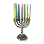 Juego Menora 12 Tribus dorada mate de 13 cm con velitas