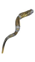Shofar Antilope Large Menora con 2 Leones con incrustacion en Plateado 78241