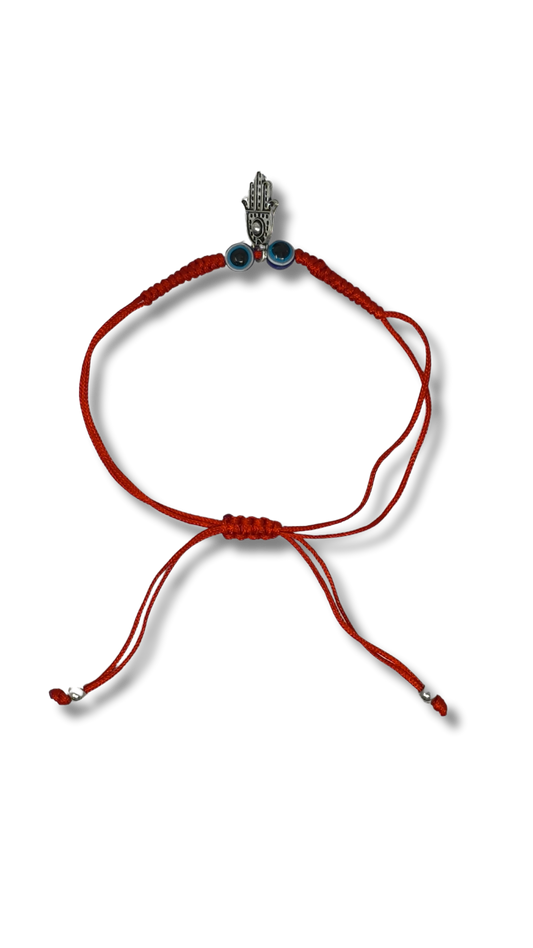 Red string bracelet Hamsa with 2 eyes 102102