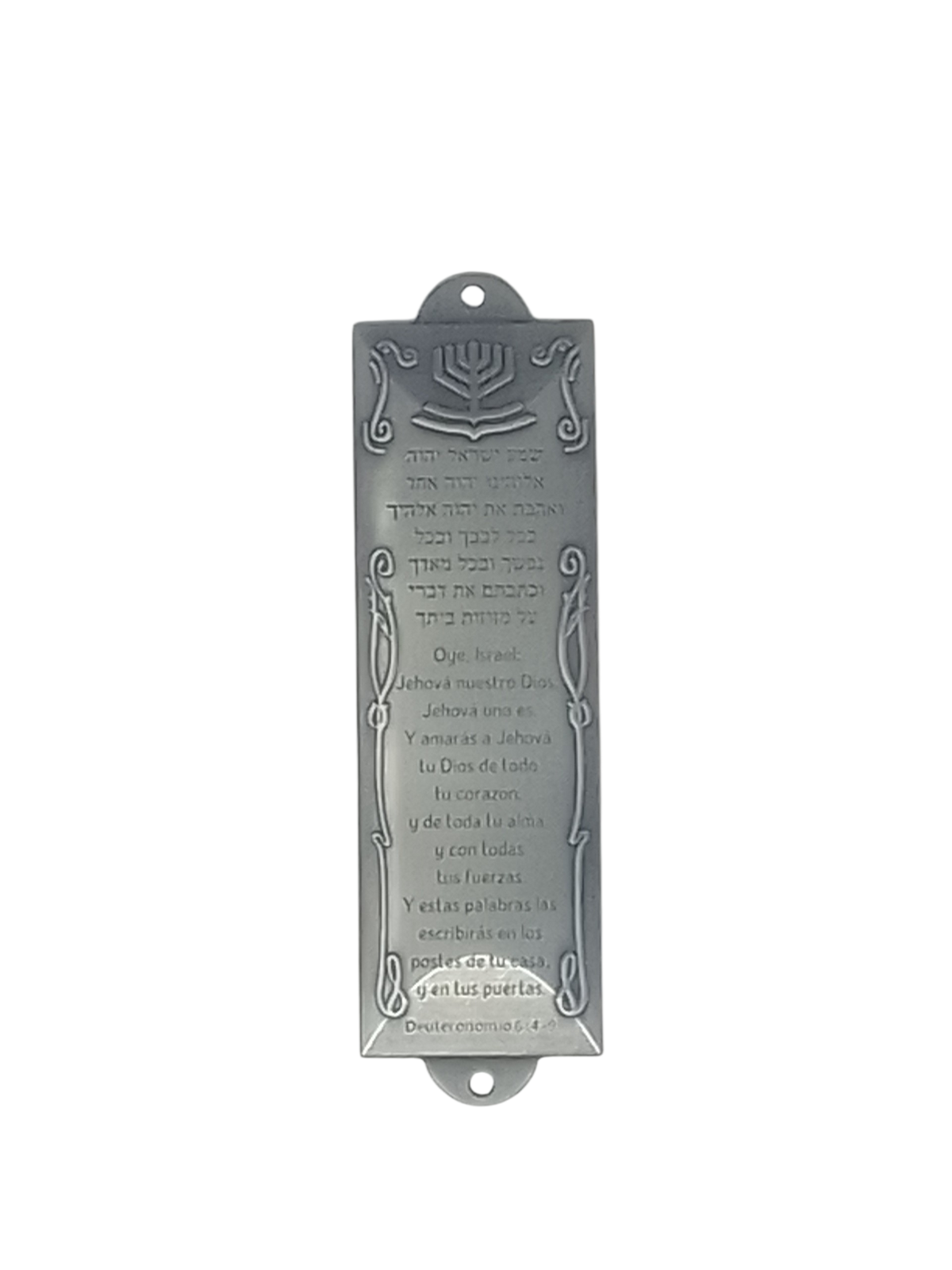 Mezuzá Bendición del Hogar Hebreo y Español Plata – 13.5 cm 4130C2