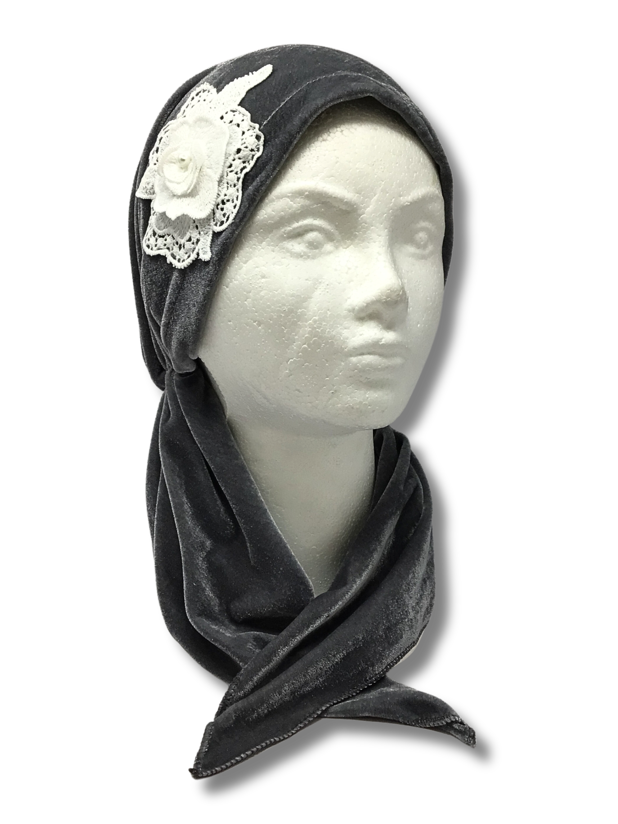 Kisui rosh terciopelo flor, gris 10062