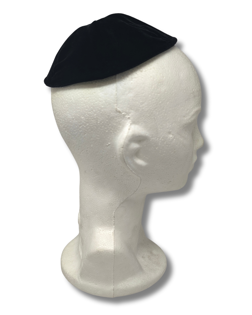 Kipá de Terciopelo Negro – Talla 7, 6 partes, sin ribete, 16398