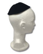 Kipá de Terciopelo Negro – Talla 7, 6 partes, sin ribete, 16398