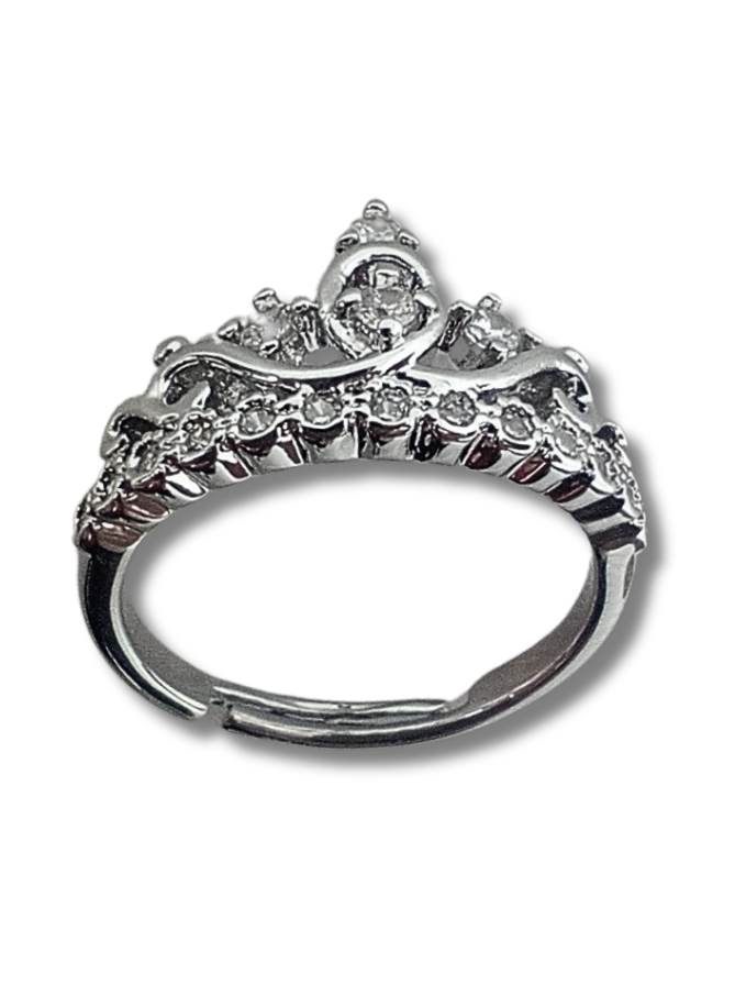 Adjustable Silver Crown Ring 11086