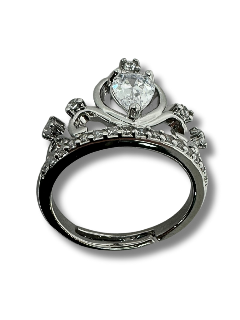 Anillo Corona Plateado con Piedra 11090