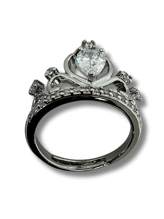 Silver Crown Ring with Stone 11090