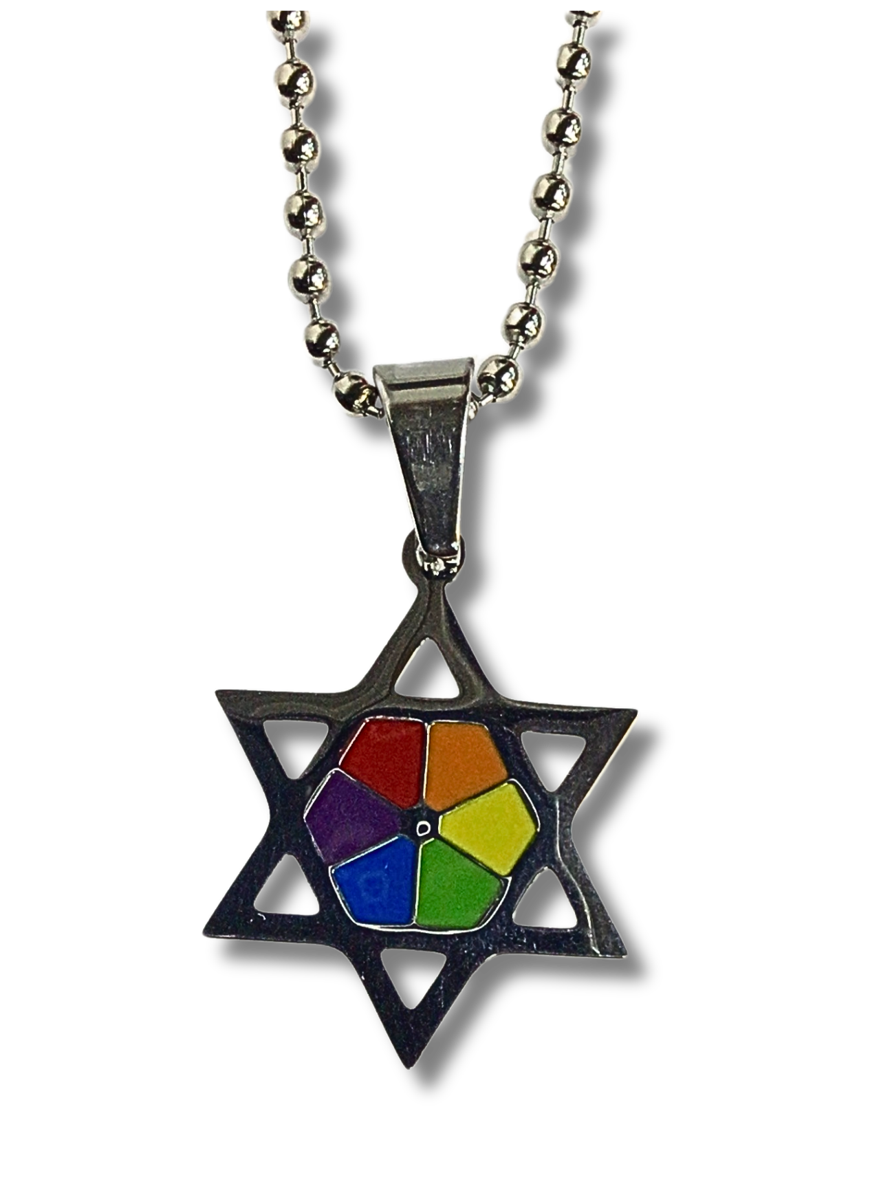 Collar Maguen David pentagono de colores 11182