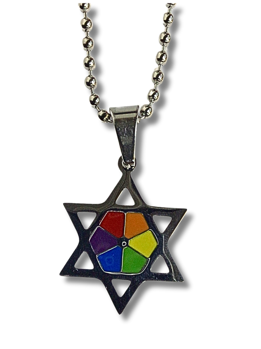 Collar Maguen David pentagono de colores 11182