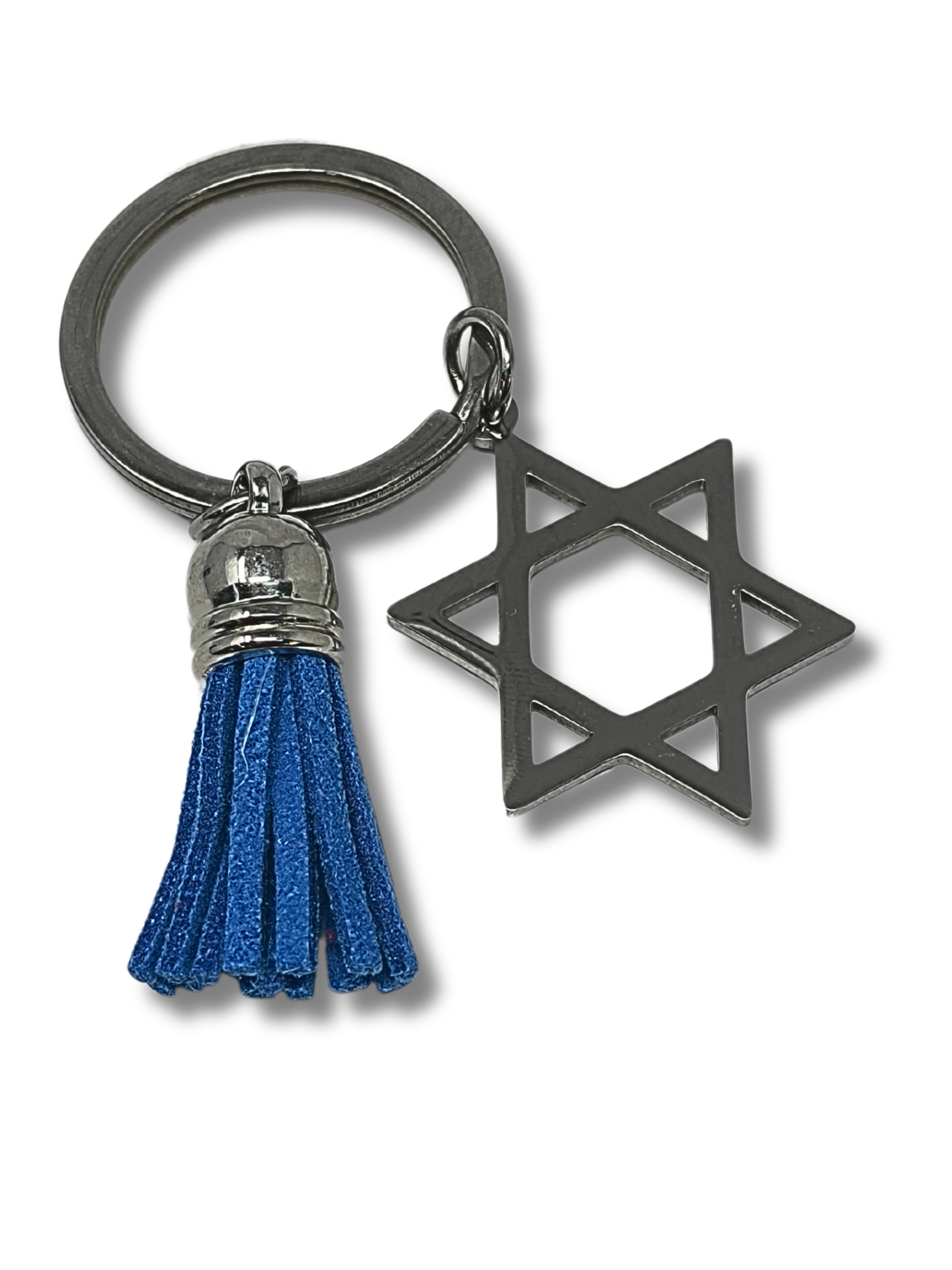 Magen David keychain with blue fringe 11360