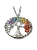 Collar  plateado árbol de vida 7 piedras  11519