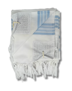 Talit Gadol Akrilan antideslizante talla 55 celeste con plata 12175
