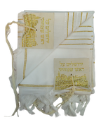 Talit gadol akrilan Blanco con Dorado