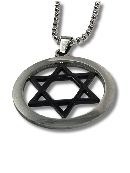 Matte black Magen David necklace 12035