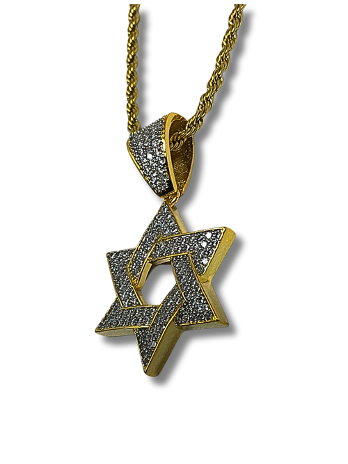 Collar maguen david dorada 12042